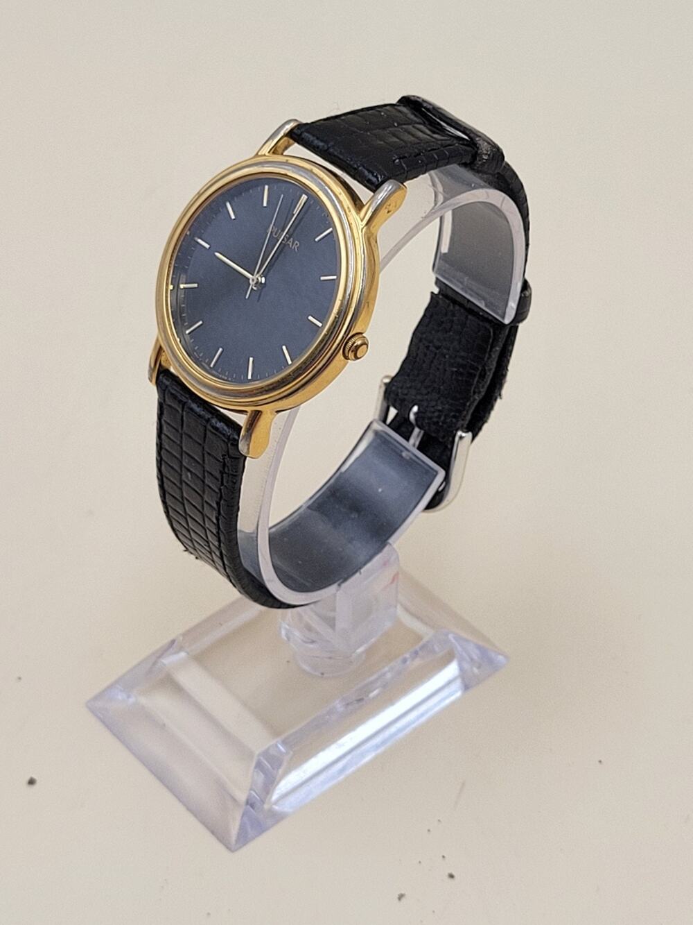 Vintage Pulsar Men's Quartz Dress Watch X501-X024 Black JAPAN